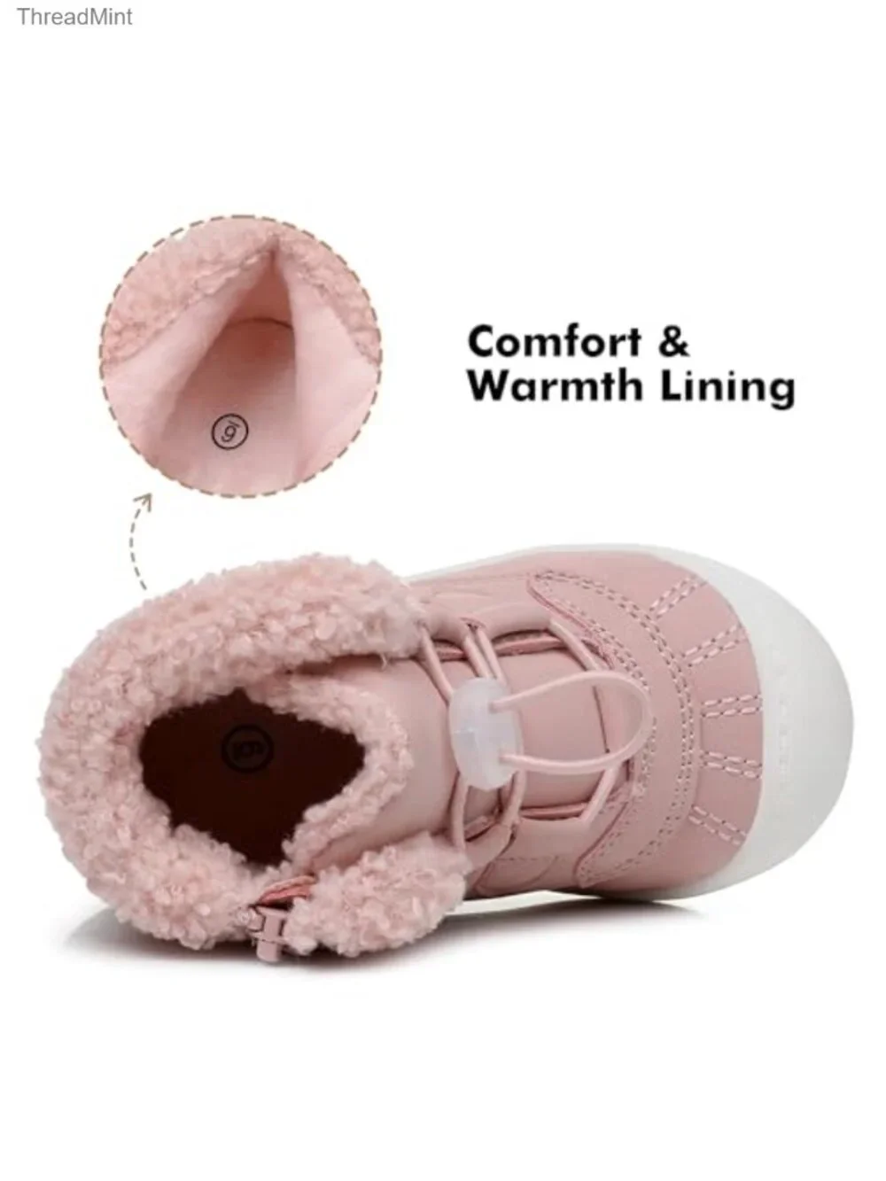Toddler Water-Resistant Ankle Boots with Fleece Lining, Side Zipper, Non-Slip